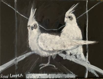 Two Birds 12x16 Canvas, painting by Ryan Louder