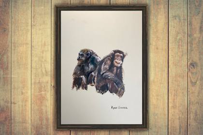 Two Chimpanzees, painting by Ryan Louder