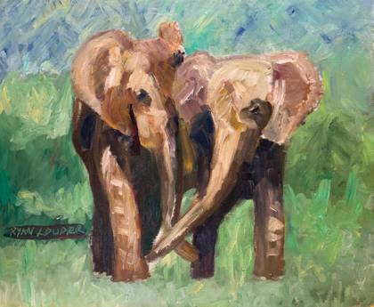 Two Elephants, painting by Ryan Louder