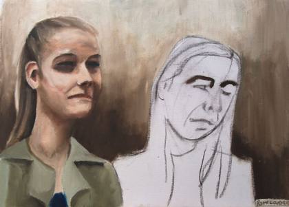 Two Friends Oil On Paper 11.7x16.5, painting by Ryan Louder