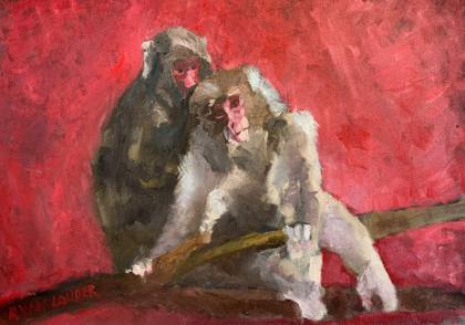 Two Monkeys, painting by Ryan Louder