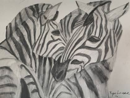 Two Zebras, painting by Ryan Louder