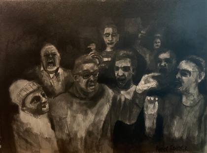 Un-herd 12x16 Ink on paper, painting by Ryan Louder
