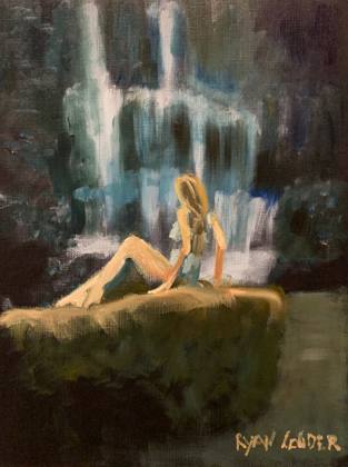 Under The Waterfall, painting by Ryan Louder