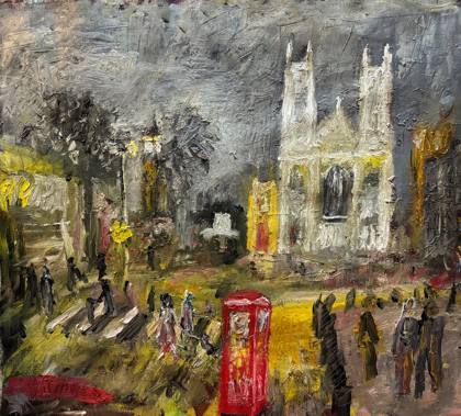 Walking From London Victoria Westminster, painting by Ryan Louder