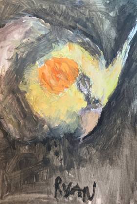 Wanting his head stroked, painting by Ryan Louder