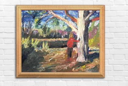 Winters Day Walk In The Forest 16x12 Oil On Canvas, painting by Ryan Louder