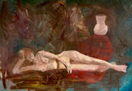 with a White Vase, painting by Ryan Louder