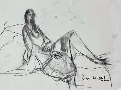 Woman in Bedroom, painting by Ryan Louder
