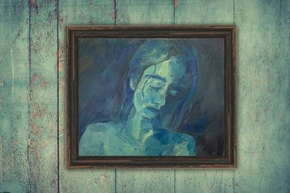 Woman In Blue, painting by Ryan Louder