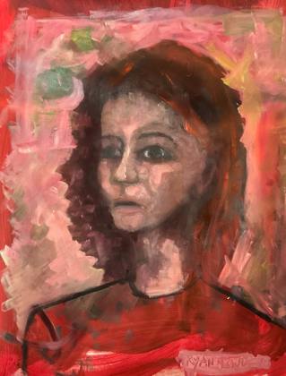 Woman In Red, painting by Ryan Louder