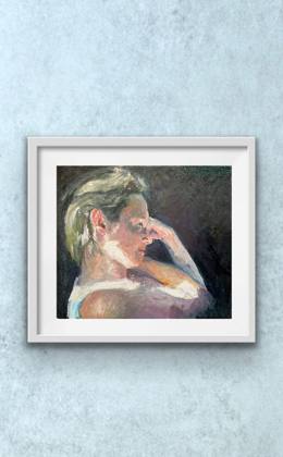 Woman Sitting, painting by Ryan Louder