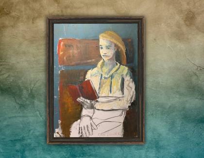 Woman Sitting Reading, painting by Ryan Louder