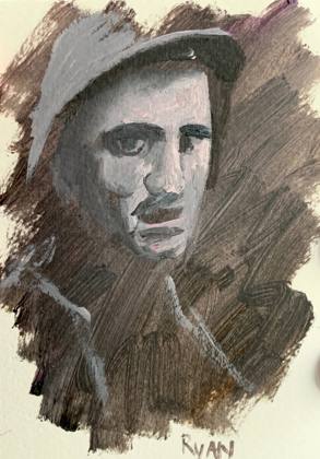 World War One Soldier Study 6x4, painting by Ryan Louder