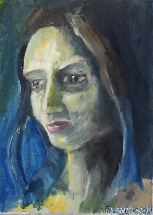 Yellow and blue, painting by Ryan Louder