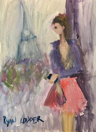 Young Woman In Paris, painting by Ryan Louder