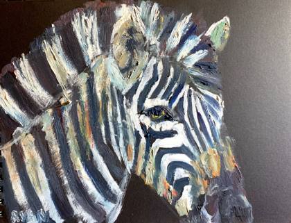 Zebra, painting by Ryan Louder