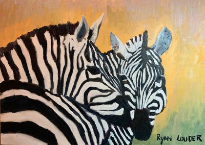 Zebras in Love, painting by Ryan Louder