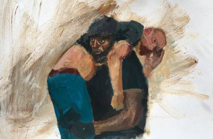 “He Ain’t Heavy” 12x16 - Black Lives Matter Protests, painting by Ryan Louder