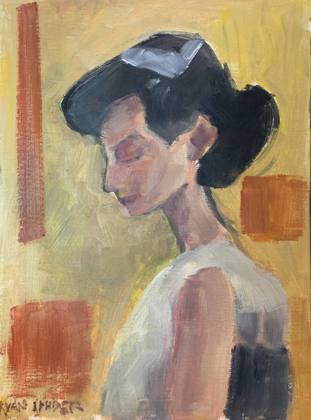 “Portrait Of A Woman” On prepared Paper A4, painting by Ryan Louder