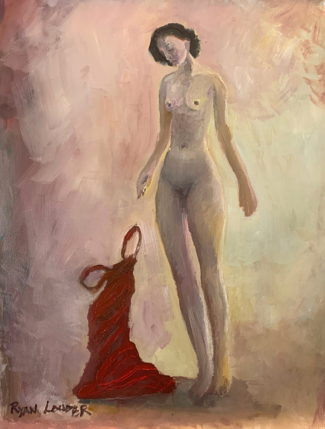 A painting titled 'The Red Dress by Ryan  Louder' by Ryan Louder